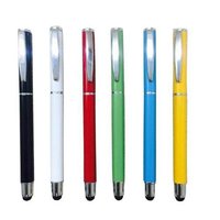 Stylus Shining Color Chrome Ball Pen - Chrome-finished Metal, Standard Size, Assorted Colors | Dual Stylus & Ballpoint, Custom Logo Printing
