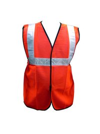 Flame Resistant Safety Vest - Polyester Material, Free Size, Orange Color - Ideal For Male Workers, Enhanced Visibility