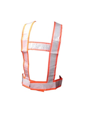 Traffic Safety Jackets - Polyester Material, Free Size | Orange/Silver Color, Male Fit, Enhanced Visibility