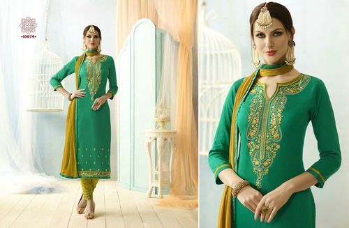 Green Nazneen Dupatta With Embrodiery Dress