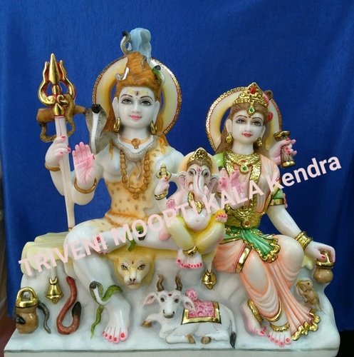 Mahadev Parvati - Marble, Variable Dimensions, White | Hand-Carved, Polished Finish, Intricate Details, Durable, Elegant Design