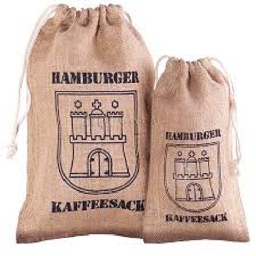 Drawstring Bags - Jute Material, Customized Colors and Designs, Brown Color | Eco-Friendly for Advertising, Promotional, and Shopping Use