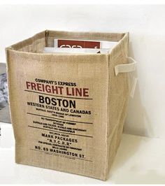 Jute Storage Bins Basket - H40cm x W35cm x B15cm | Brown Color, Modern Design, Zipper Closure, Short Handle, Durable Strength