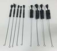 Test Tubes Brushes - Nylon Bristles, 8-10 Inch Length | Silver And Black Stainless Steel Design
