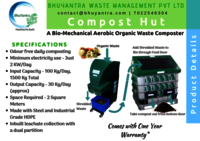 Food Waste Converter - Electric, 4ft X 3ft | Automatic Operation, 50 Kg To 2 Ton Per Day Capacity, Ergonomic Design, 70% Volume Reduction