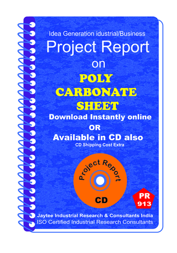 Poly Carbonate Sheet Manufacturing Project Report eBook - High Impact Strength, Thermal Endurance, Transparency, Market & Financial Analysis