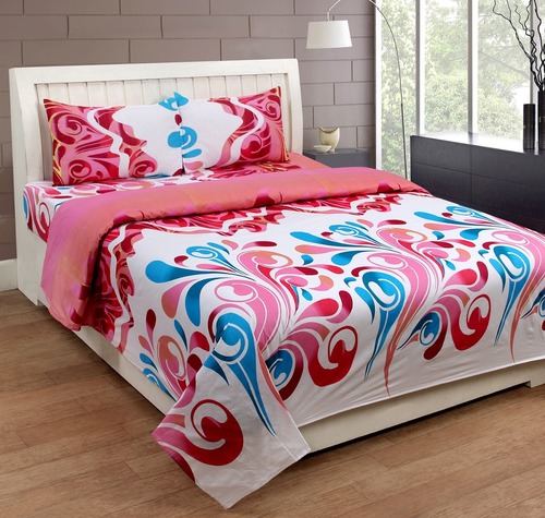Double Bed Sheets - 100% Cotton, 152 x 203 x 38 cm, Floral Print Design | Quick Dry, Fade & Shrink Resistant, Machine Washable