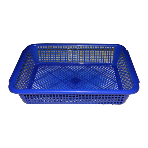 Blue Plastic Basket Size: 11 By 9 By 3 Inches (Approx)