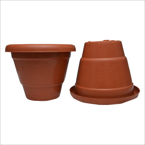 Plastic Pot - 10 Inches, Brown | High-Quality Virgin Plastic, UV Treated, Unbreakable, Lightweight Design