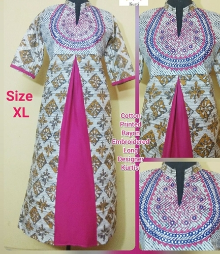 Ladies Cotton Embroidered Kurtis