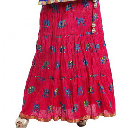 Ladies Pink Printed Flared Skirt Ladies Pink Printed Flared Skirt