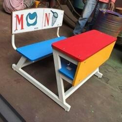 Play School Z Model Bench - Stainless Steel & Solid Wood, Eco-Friendly Design with Easy to Clean Surfaces