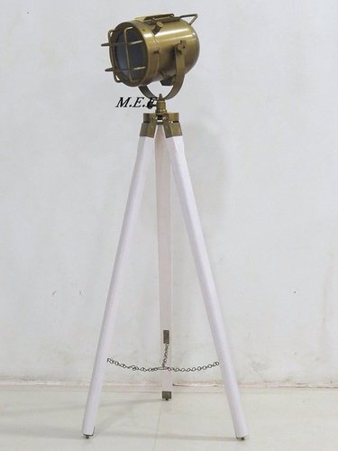 Antique Searchlight Lamp With White Tripod