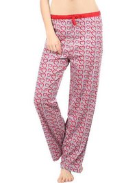 Semantic Women's Cotton Pyjamas Sleepwear Hearts Print - Cotton, Sizes S-L-XL, Multi-Color Options: Purple, Red | Ideal for Cozy Nights and Fun Stay-Overs