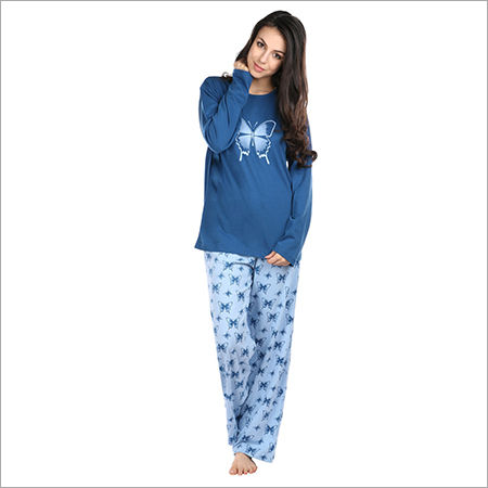 Semantic Women's Cotton PJ Night Suits Sleepwear Butterfly Print