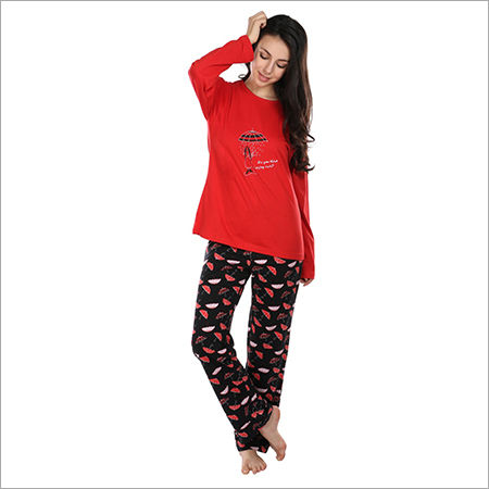 Semantic Women's Cotton Pj Night Suits Sleepwear Umbrella Print Age Group: 15-30