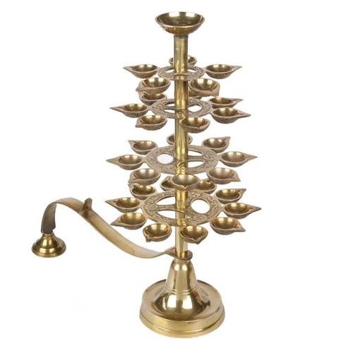 Brass 31 Batti Aarti - Brass Material, 51 x 24 x 41 cm, Golden Color | Modern Arts Style, Painted Finish, Decorative Theme, Weighs 1.18 kg
