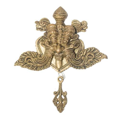 Golden Brass Kirti Mukuta Wallhaning - 12.5 Cm