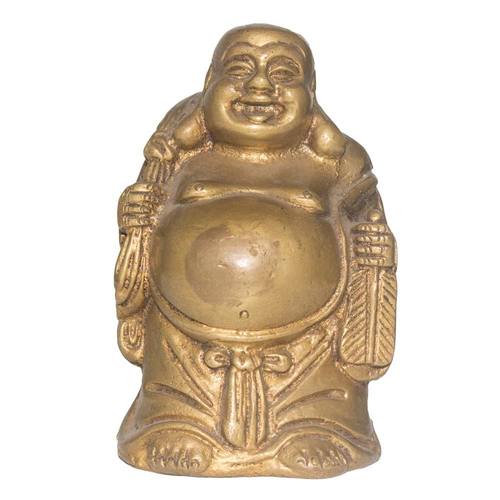 Golden Brass Laughing Buddha - 9.5Cm