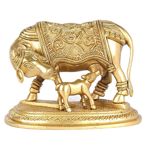 Golden Brass Cow Colf Idol