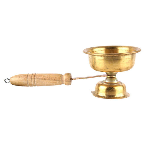 Brass Dhoopya - Brass, 35.5 x 35.5 x 17.7 cm, Golden | Antique-Inspired, Modern Arts Design, Ideal for Spiritual and Decorative Use