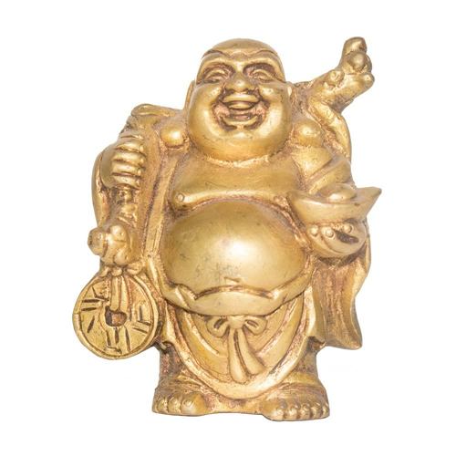Golden Brass Laughing Buddha - 9Cm