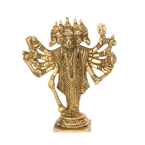 Golden Brass Panch Mukhi Hanuman Idol