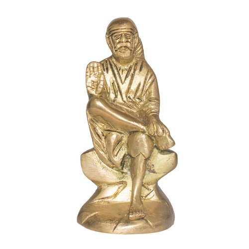 Brass Sai Baba Statue - 10cm Golden Shine Finish | Lightweight Easy to Clean Customizable Design