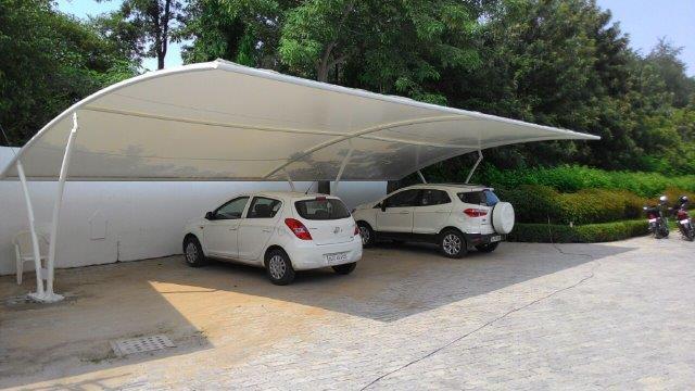 White Car Parking Shade