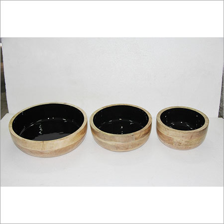 Wooden Bowl With Enamel Wooden Bowl With Enamel