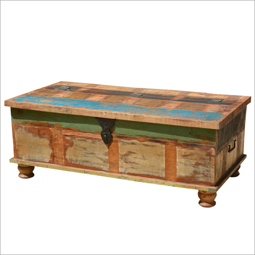 Handmade Grinnell Rustic Reclaimed Wood Coffee Table Storage Trunk