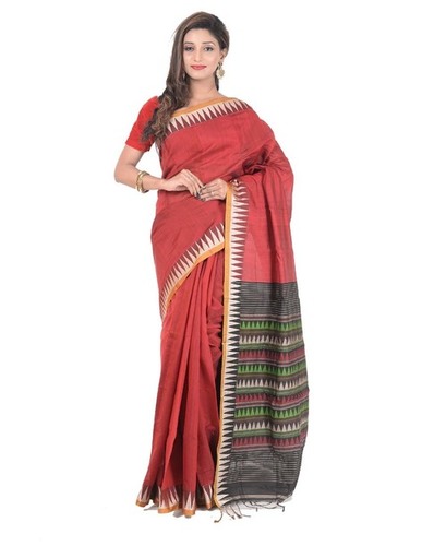 Red Pochampally Handloom Cotton Saree