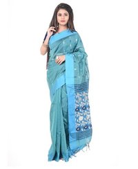 Sea Green Gadwal Handloom Cotton Saree