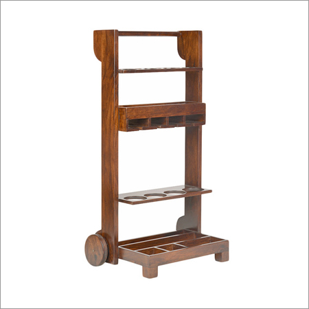 Wooden Wine Trolley In Walnut