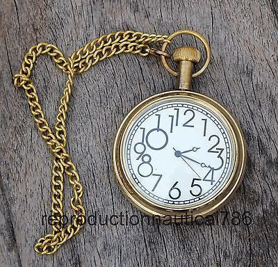 Design Nautical Solid Brass Pocket Watch With Chain Vintage Working Watch Gift
