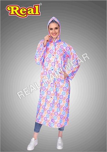 Luster Printed Long Raincoat