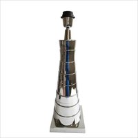 Nickle Alm. Sqr. Base Pillar Style Table Lamp