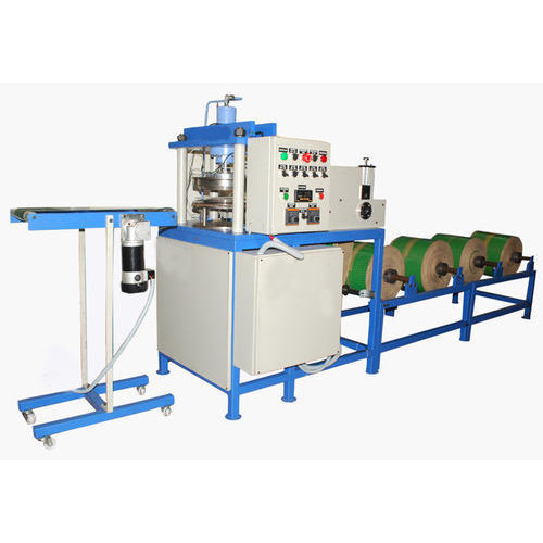 Grey & Blue Paper Plate Making Machine