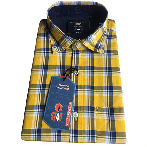 Mens Yellow Check Shirt