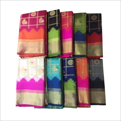 Ladies Silk Saree - Multi Color, Checked Pattern | Luxurious Silk Fabric and Elegant Design