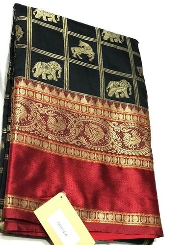 Red & Black Ladies Traditonal Silk Saree