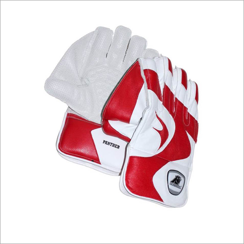 Cricket Wicket Keeping Gloves Panther - Leather, Medium, Red, 5mm Padding | Impact Protection, Secure Grip, Comfortable Fit