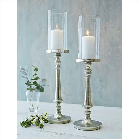 home decorative silver pillar candle holder for dinner table
