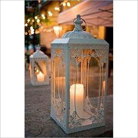 white metal decorative candle lantern