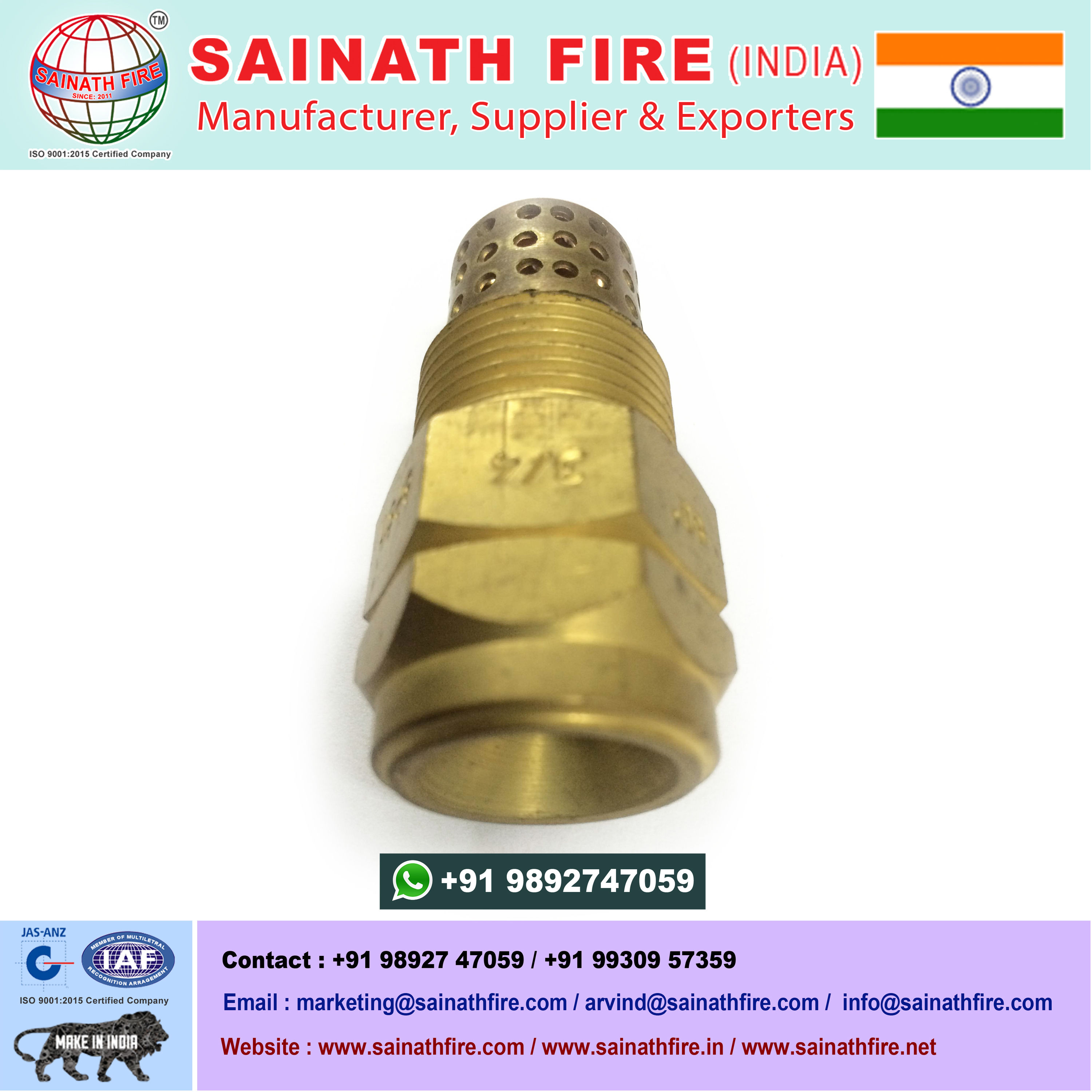 High Velocity Spray Brass Nozzle