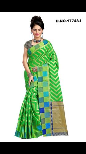 Green Chanderi Cotton Silk Saree