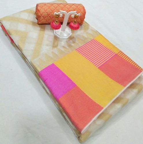 Fancy Chanderi Silk Saree - Silk Material, Printed Pattern, Mix Color | Elegant Fusion of Traditional Style and Contemporary Design