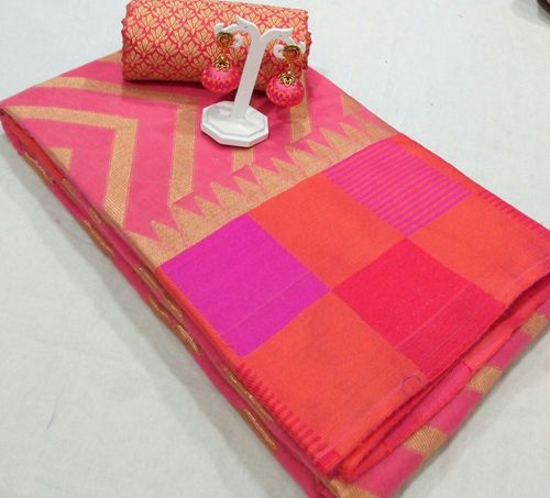 Mix Color Plain Cotton Silk Saree