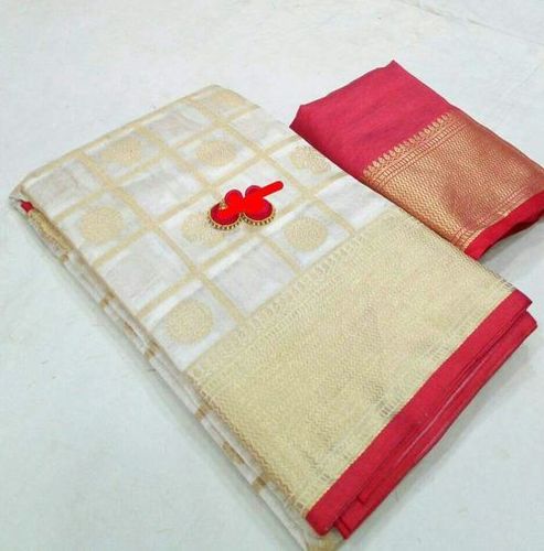 Designer Silk Saree - Silk Material, Elegant White & Red Color | Exquisite Traditional Wear for Festive Occasions