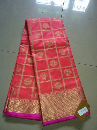 Pitch Color Fancy Silk Saree